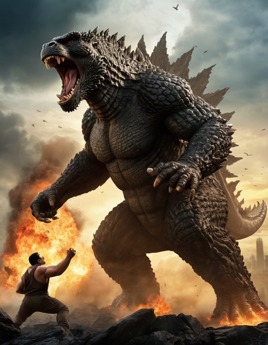 godzilla, king kong, monster, showdown, triumph, defeat, kong