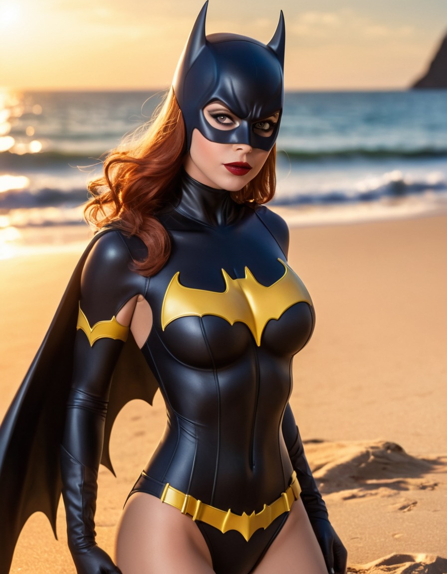 beach, batgirl (dc comics), swimsuit, superhero, comics, dc universe