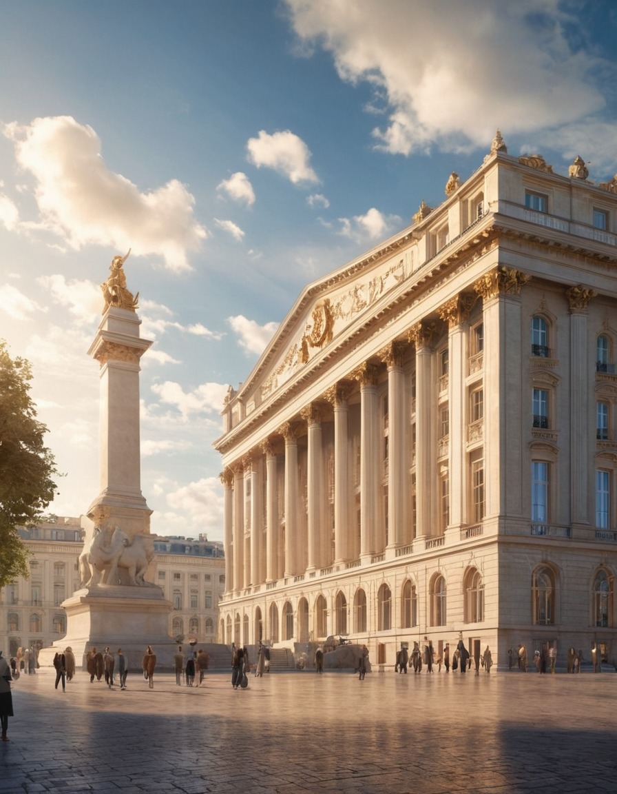 neoclassical, grand architecture, city square, urban landscape, architecture