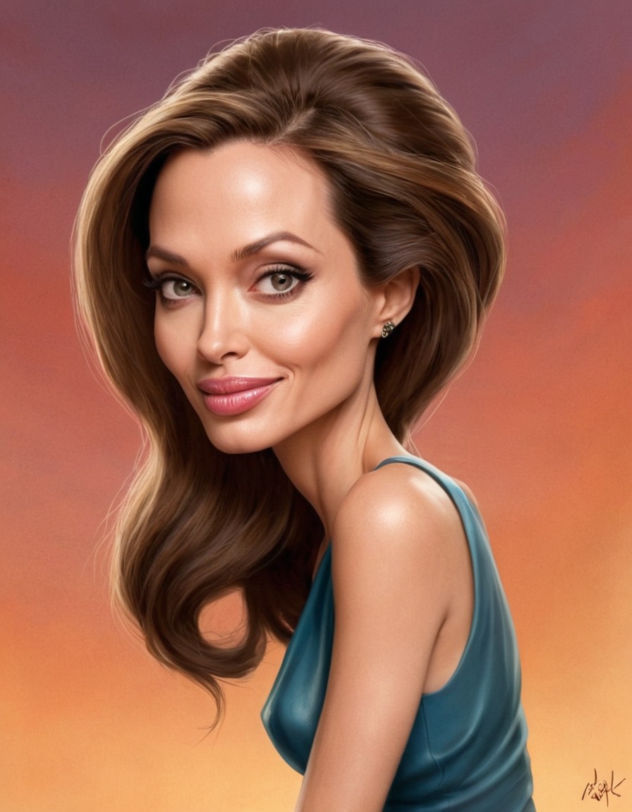 funny, caricature, angelina jolie