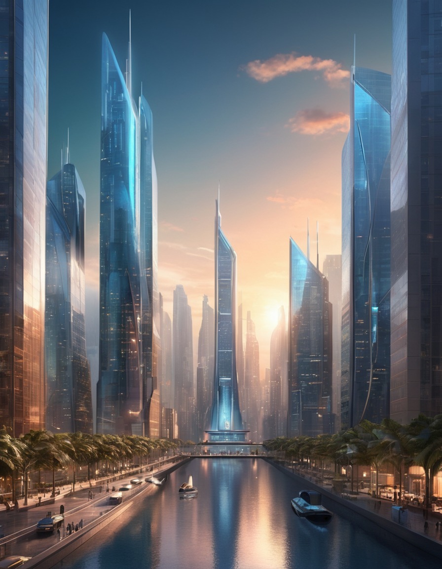 futuristic, cityscape, skyscraper, sleek, glass architecture, modern, clean lines, architecture