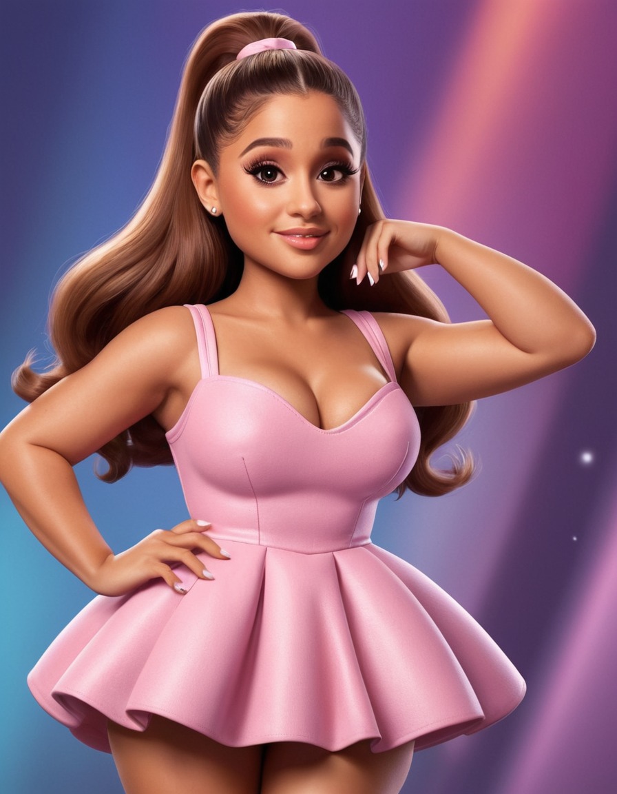 ariana grande, caricature, chubby, struggling, humorous, fat