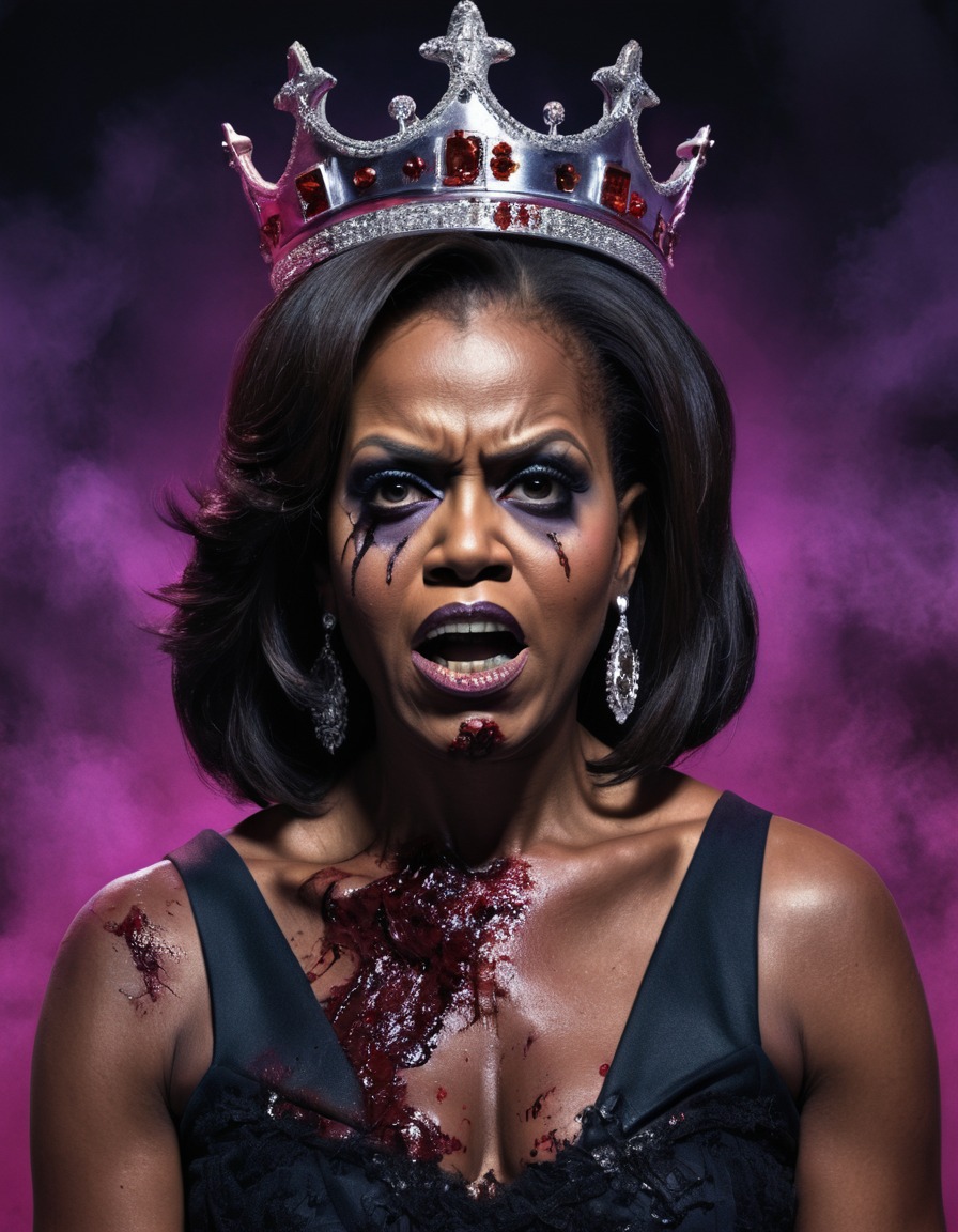 michelle obama, zombie, queen, powerful, illustration, celebrities