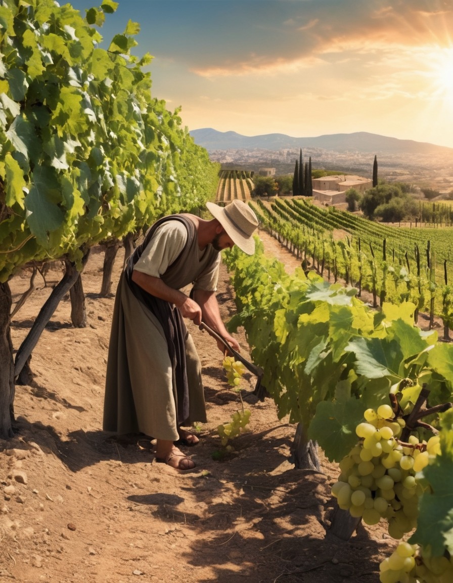 ancient man, vineyard, agriculture, ancient greece, 400 bc, farming