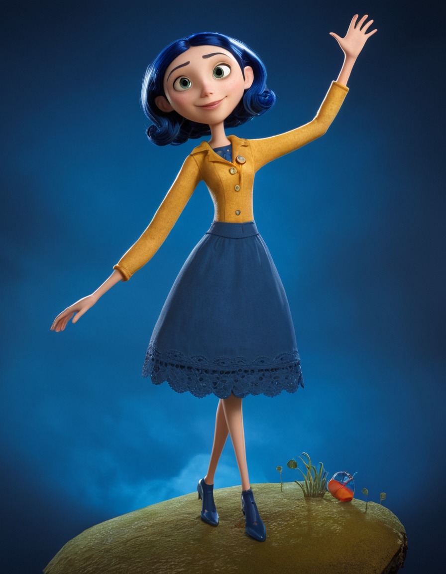 coraline jones, coraline, movie character, stylish woman, reimagined, fashionable, modern look