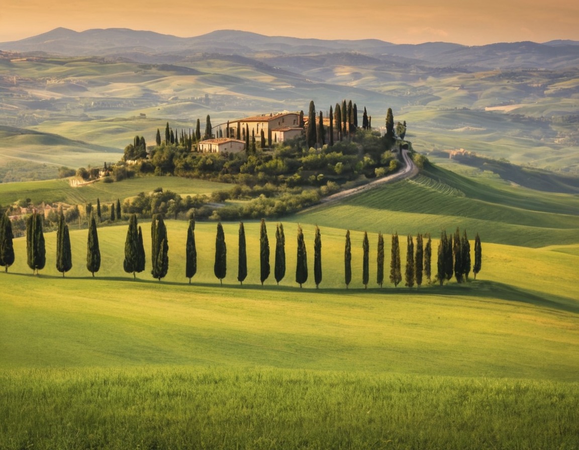 scenic, landscape, painting, tuscany, italy, europe