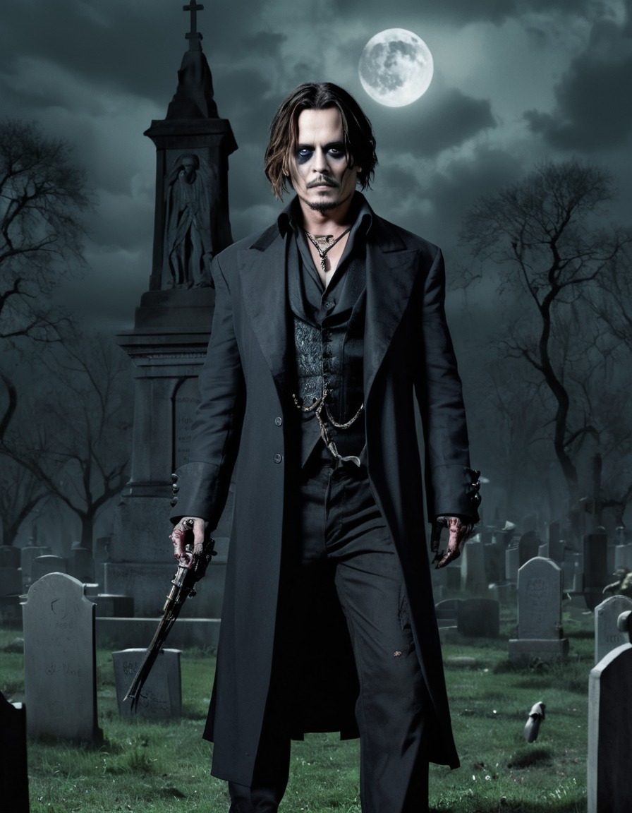 johnny depp, zombie, gothic, cemetery, celebrities