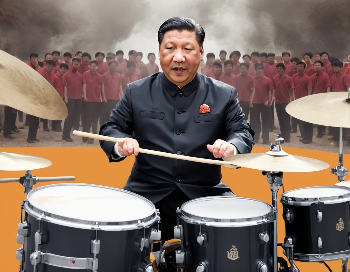 china, xi jinping, drums, music, chaos