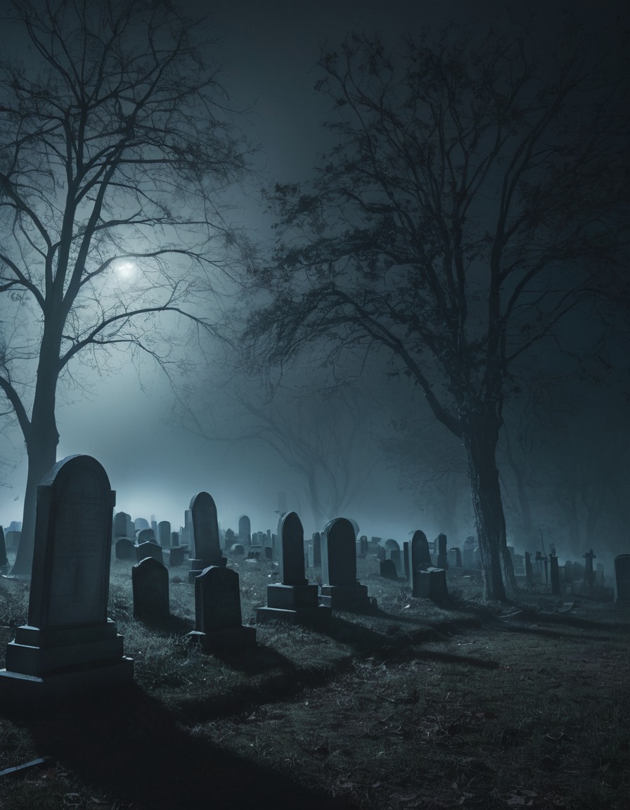 cemetery, night, fog, tombstones, gothic, underground, dark