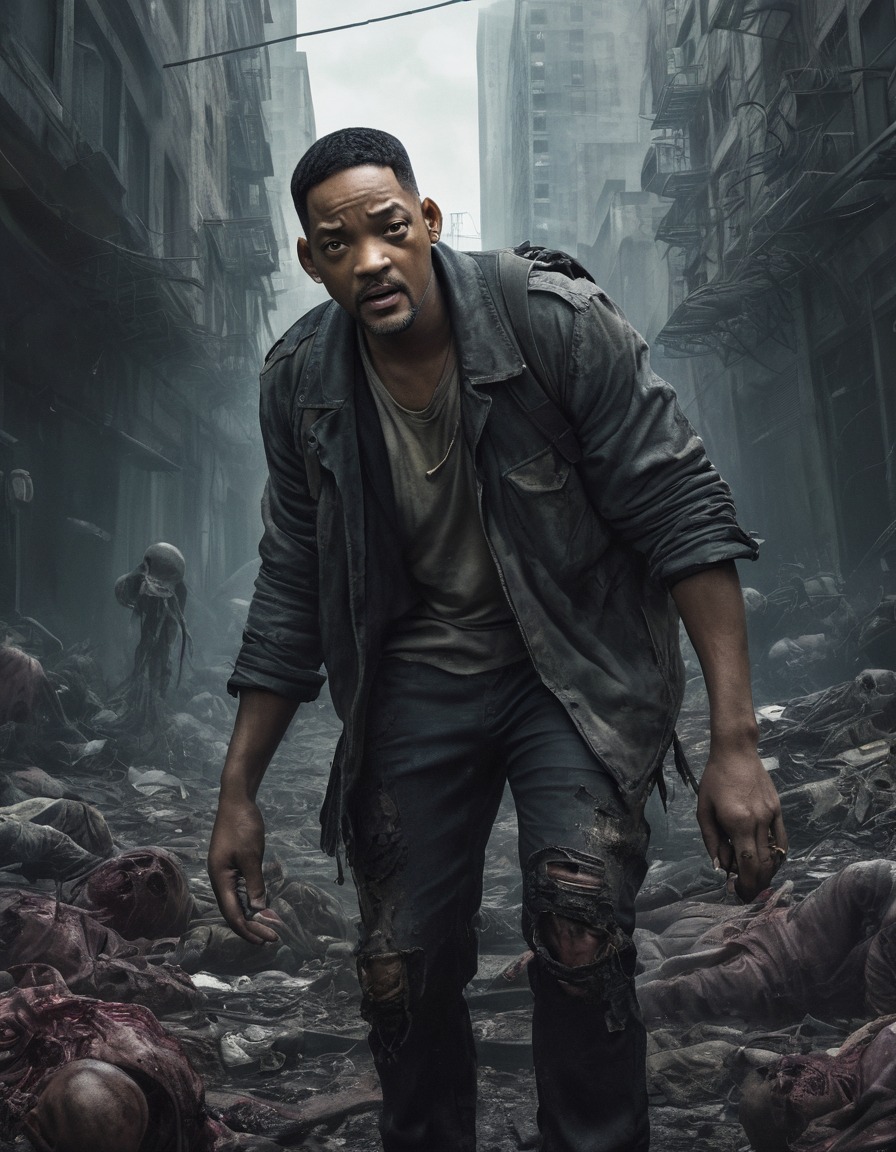 will smith, zombie, post-apocalyptic, horror, cityscape, undead, actor, celebrities