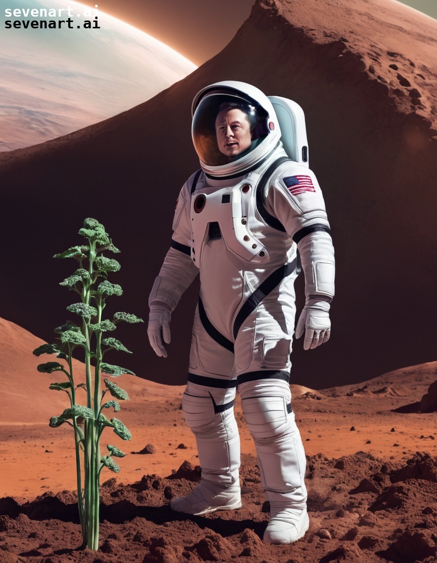 elon musk, space suit, gardening, mars, alien plants, elonmusk, musk