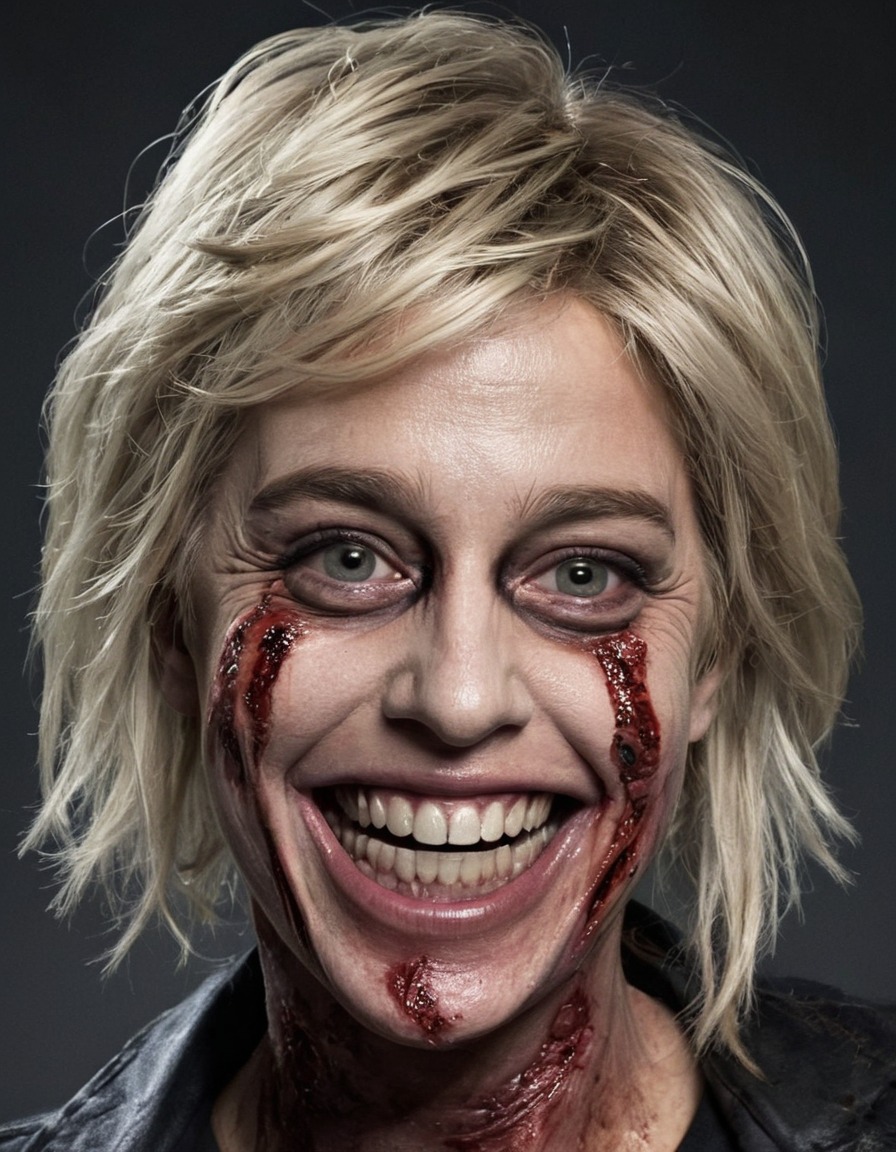 zombie, ellen degeneres, blonde hair, big smile, celebrities