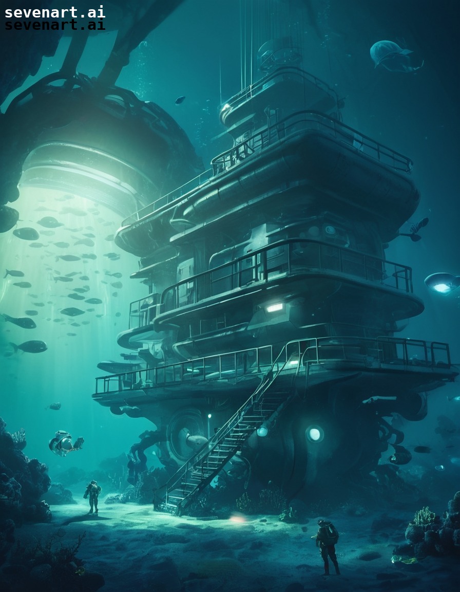 underwater, research facility, deep sea, exploration, futuristic, future