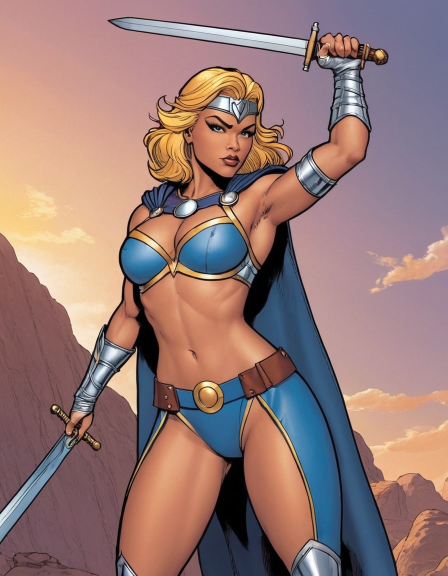 valkyrie, marvel comics, superhero, warrior, fantasy, sword, powerful, sexy, painted