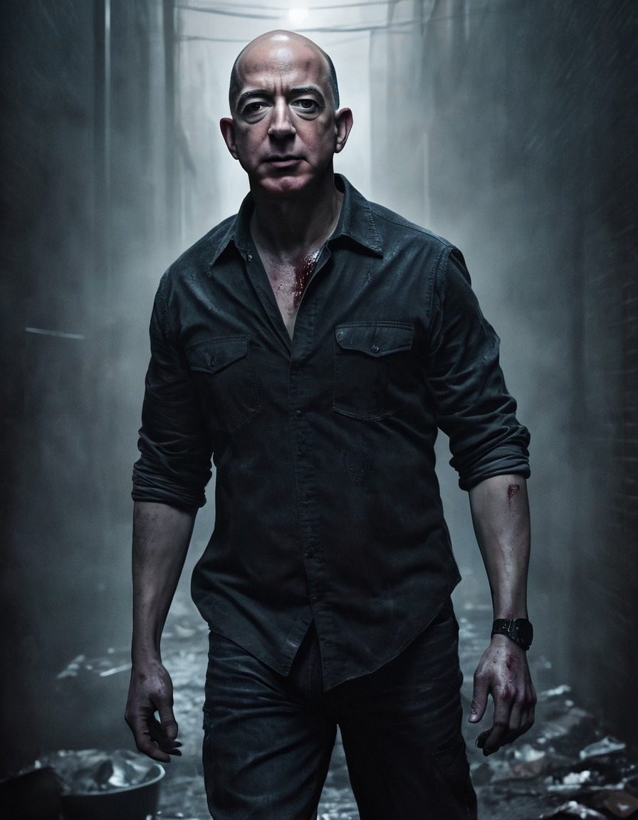 jeff bezos, zombie, alleyway, horror, celebrities