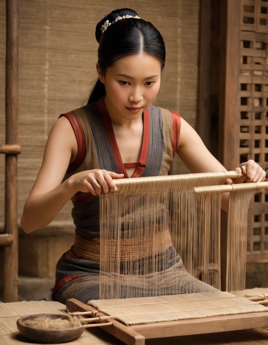 ancient china, weaving, simple loom, textiles, ancient technology, craftsmanship, cultural history