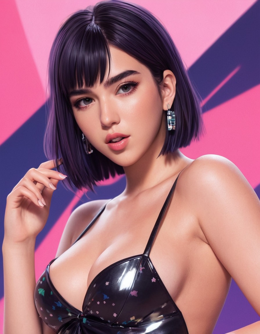 dua lipa, anime, music artist, pop singer, celebrity, fan art, character design