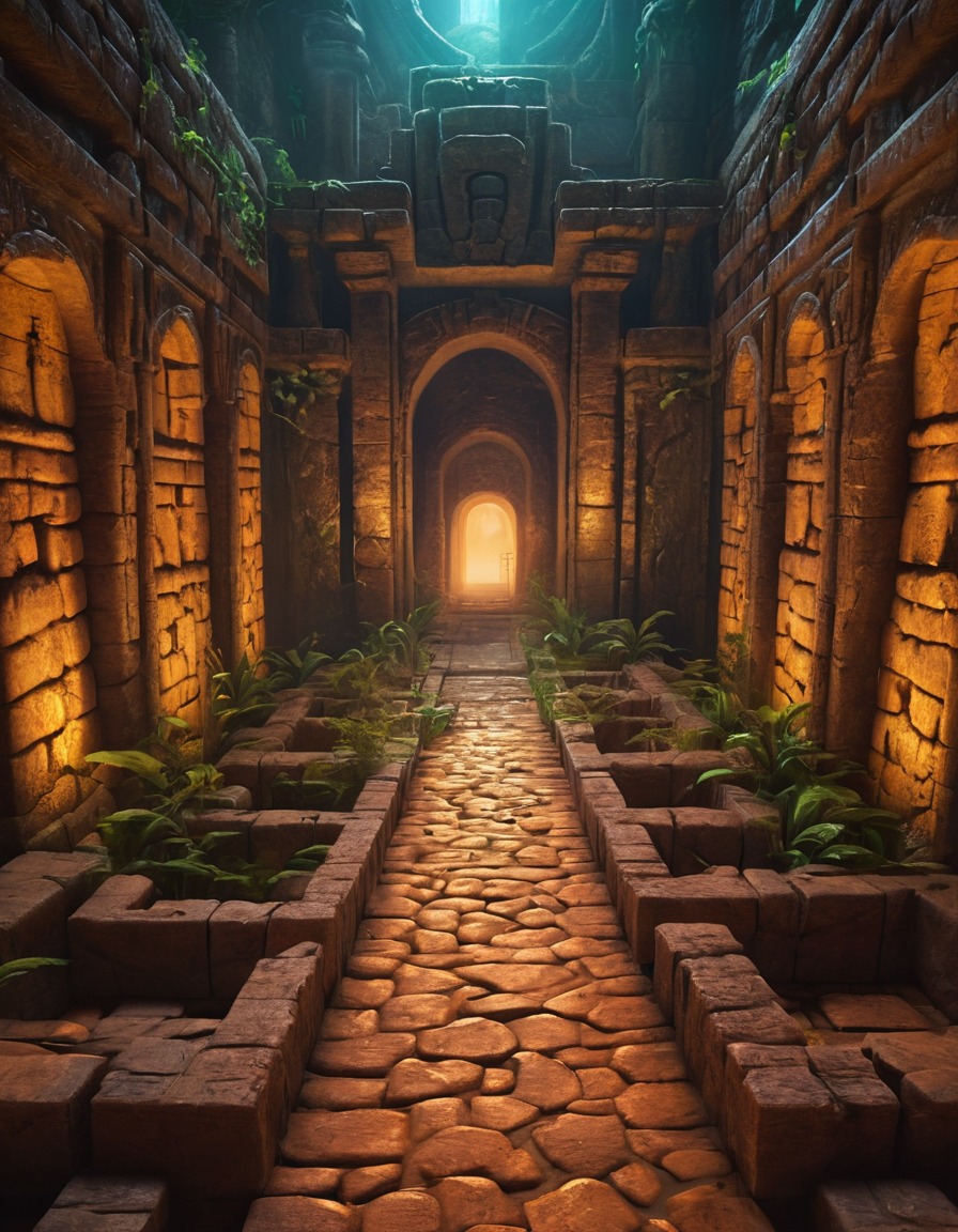 labyrinth, maze, traps, illusions, magic, fantasy scene