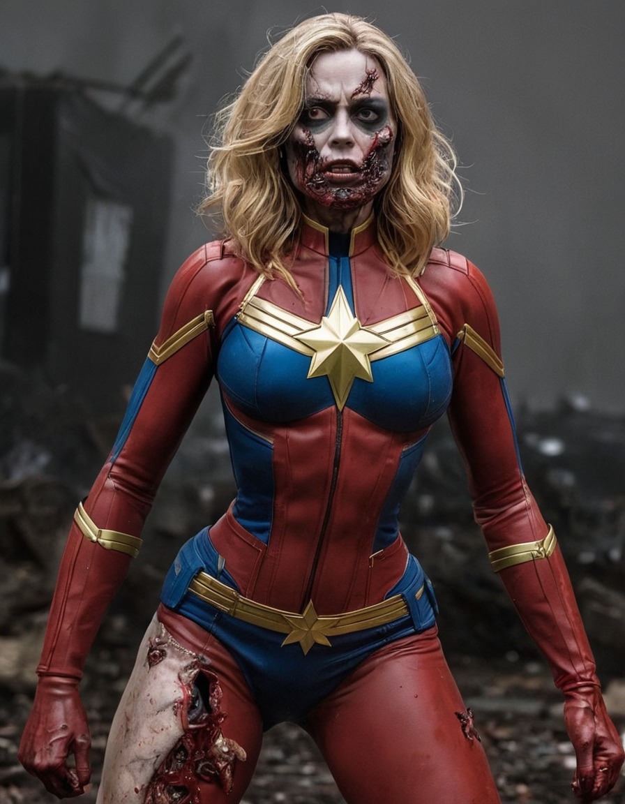 zombie, captain marvel (marvel comics), marvel comics, undead, carol danvers, superhero, superpower