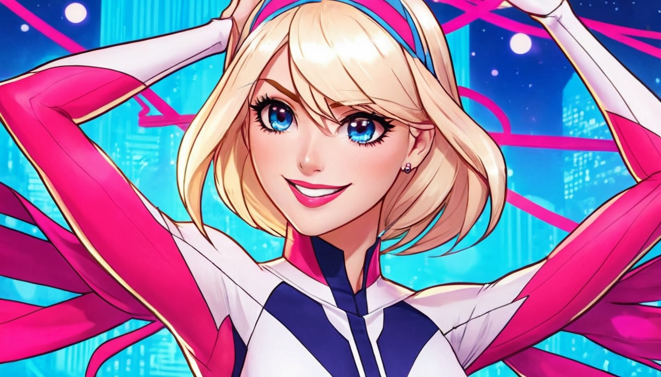 digitalart, fanart, videogamefanart, spidergwen, dreamup, ai_art