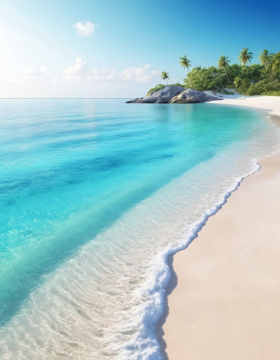 beach, turquoise waters, sandy shores, tranquility, nature