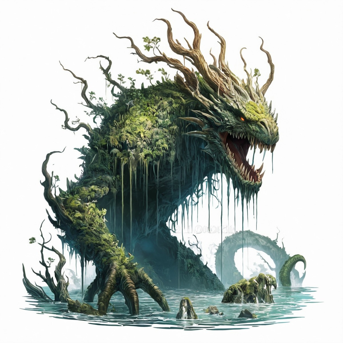 characterdesign, horror, dnd, monster, rpg, creature, beast, digitalart, plants, magic, fantasyart, forest, mythology, adopt, adoptable, dungeonsanddragons, exclusive, swamp, aiart, adoptablesopen