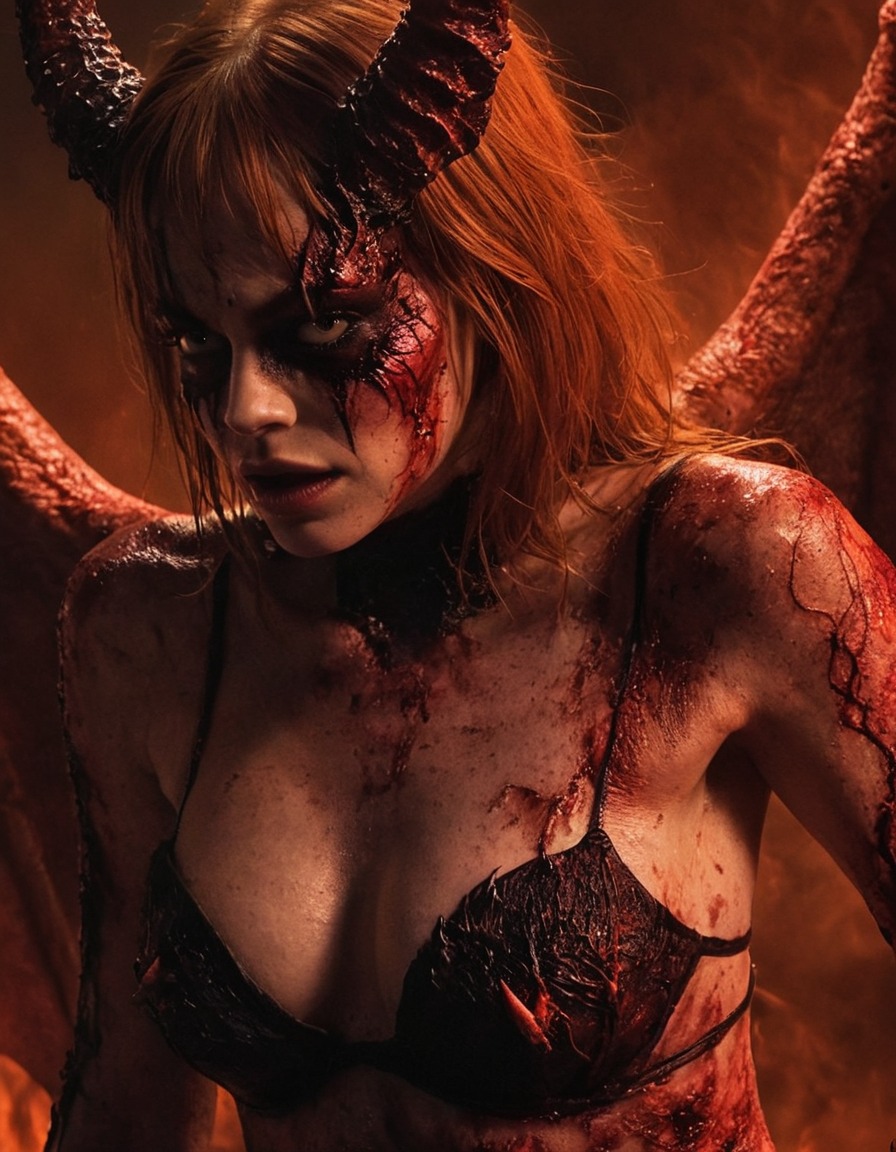 emma stone, demon, hell, actress, supernatural, horror, dark fantasy