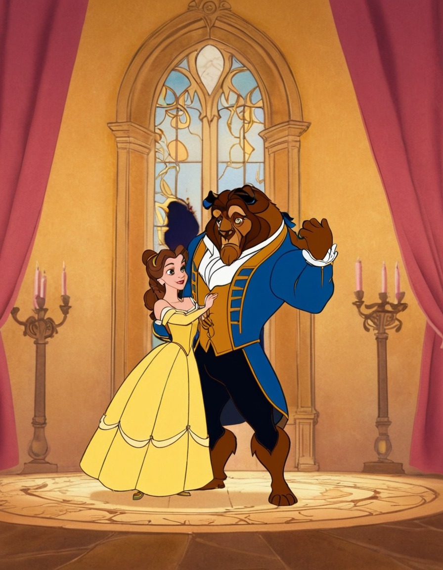 beauty and the beast, 2017, movie, painted scene, fantasy, romance, disney