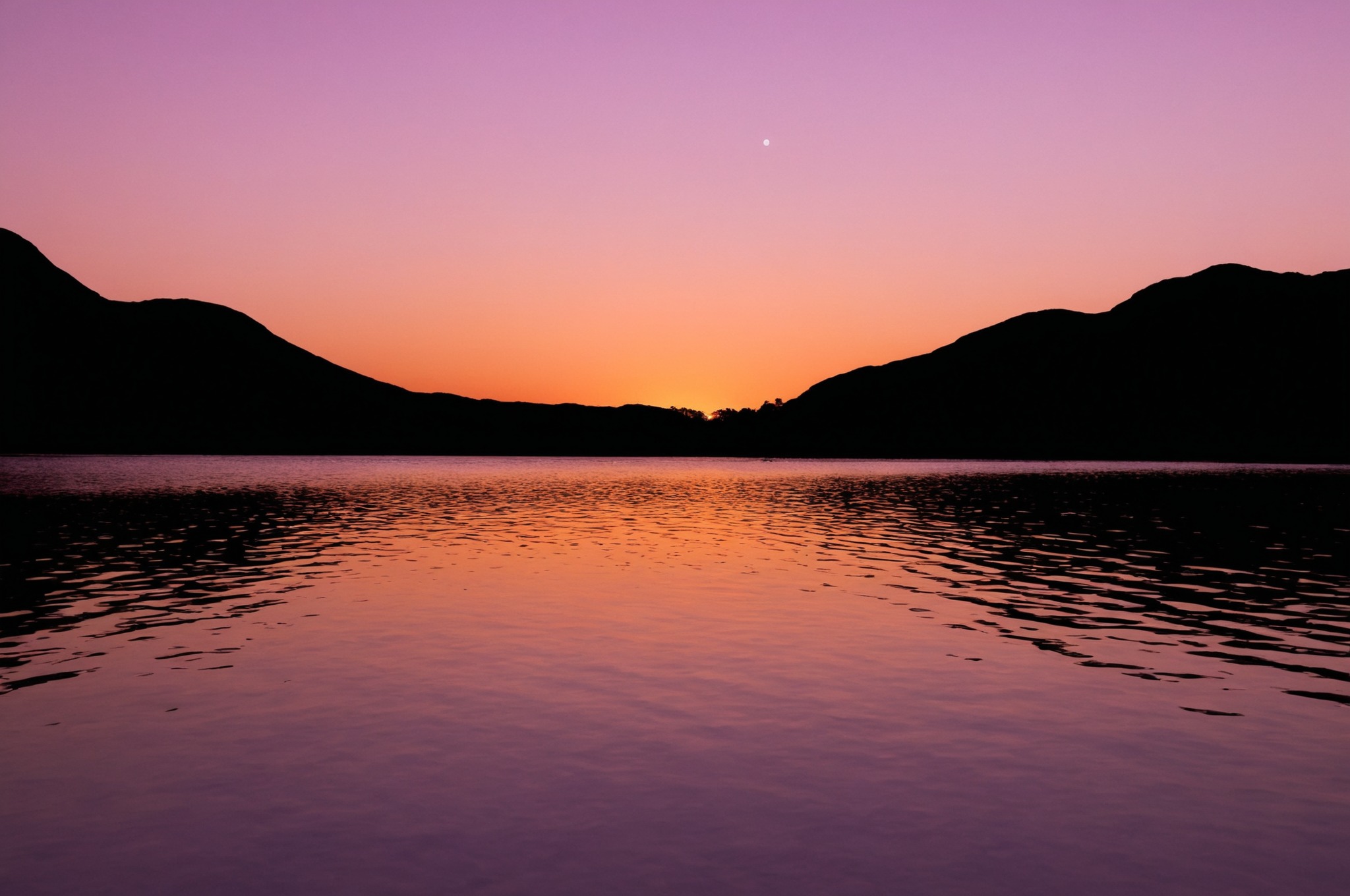 lake district, mountains, purples, sunset, reflections