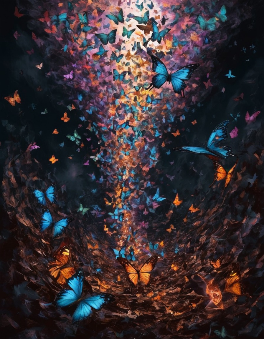 butterflies, whirlwind, colors, mystical, transformation