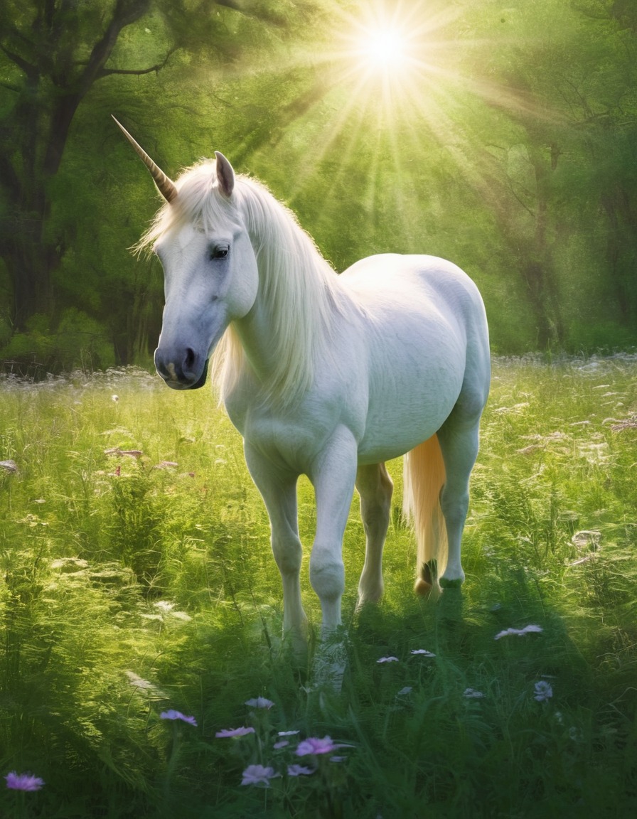 unicorn, mystical, peaceful, meadow, nature, fantastic