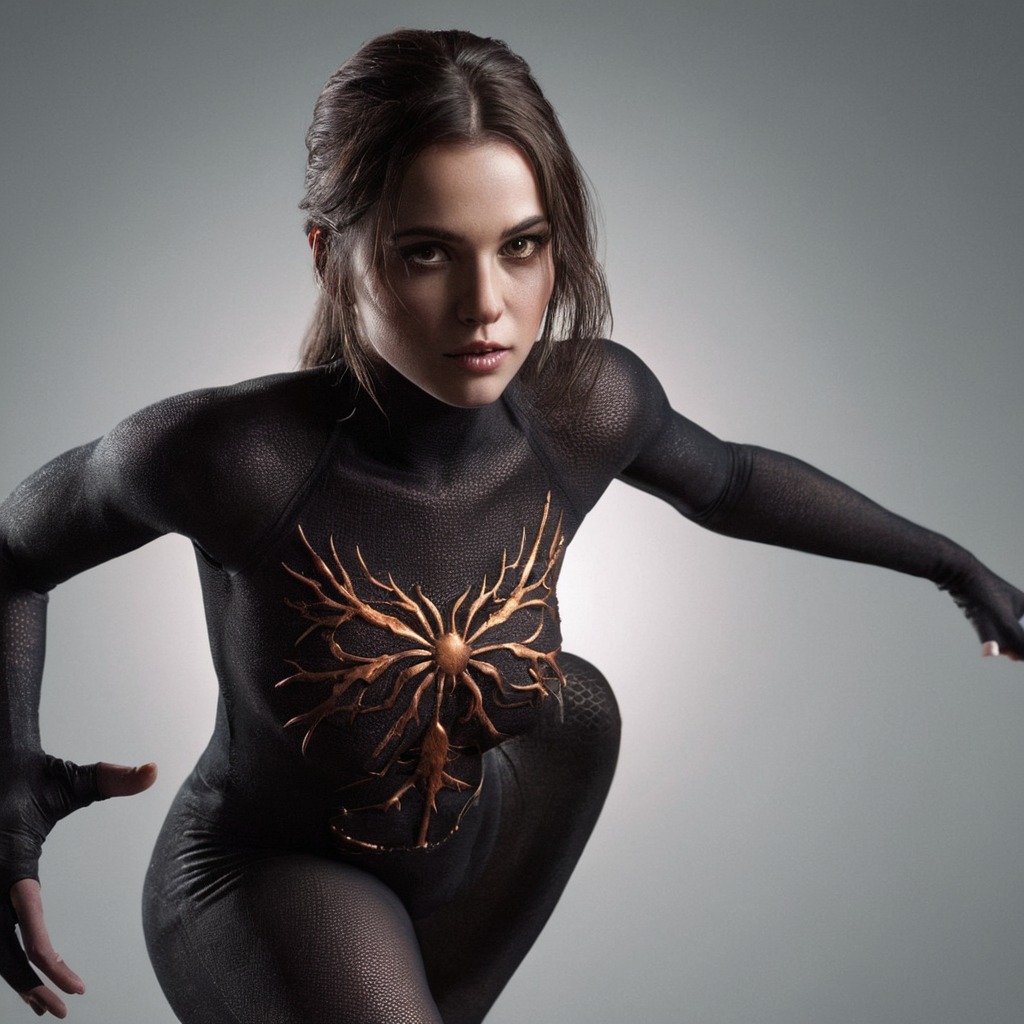 dreamup, horror, latex, marvel, spidergirl, zombie, haileesteinfeld, marvel_zombies, spiderverse, ai_art