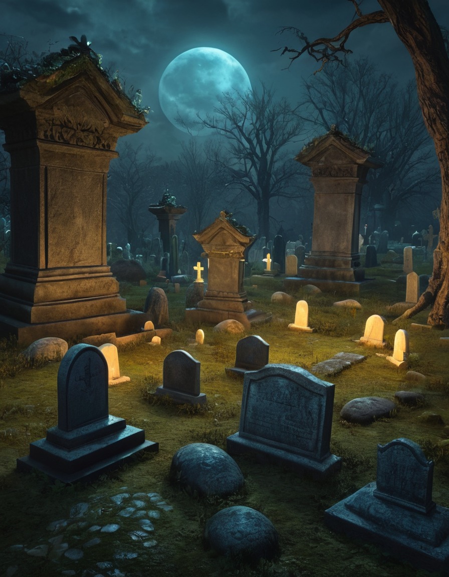 cemetery, fungi, shadowy figures, graveyard, eerie, lovecraft, howard lovecraft