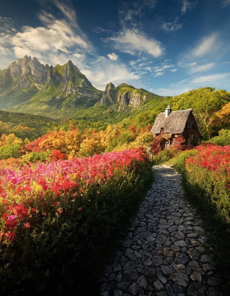 poland, landscape, mountain, cottage, pink flowers, wild flowers, path, nature, flowers, beautiful, petitworld favs