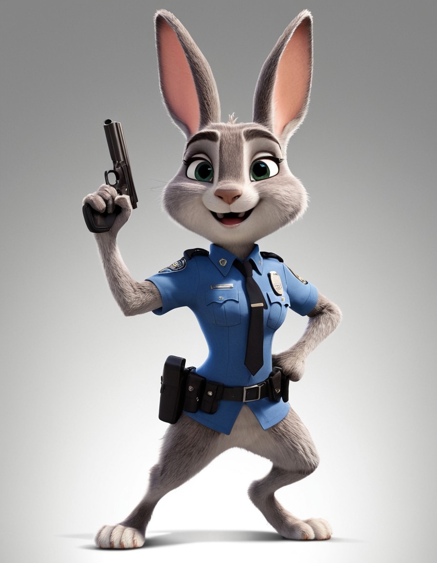 judy hopps, zootopia, bunny, police officer, action, dynamic., movies