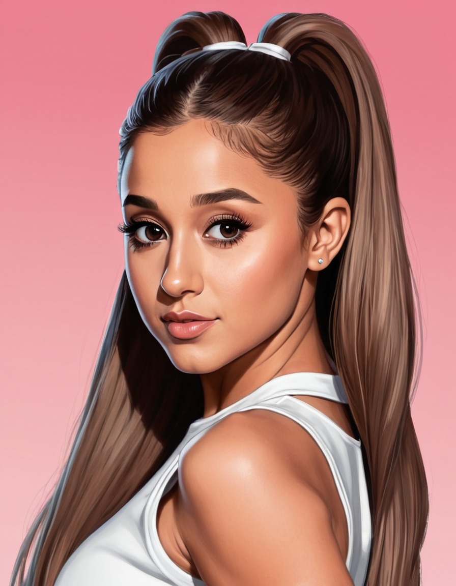 ariana grande, portrait, painting, singer, musician, celebrity