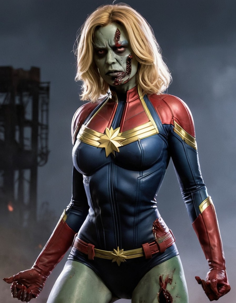 zombie, captain marvel (marvel comics), undead, superhero, horror