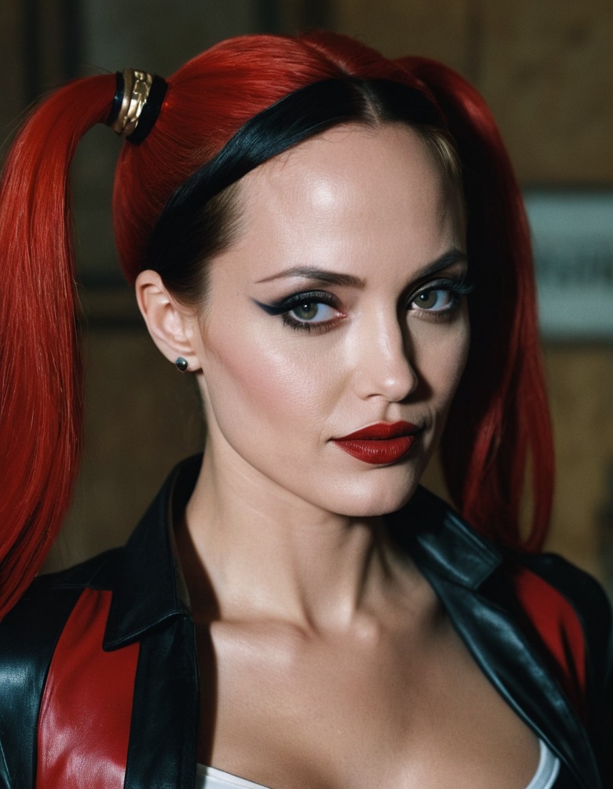 harley quinn, angelina jolie, dc comics, superhero, villain, comic book adaptation, character portrayal