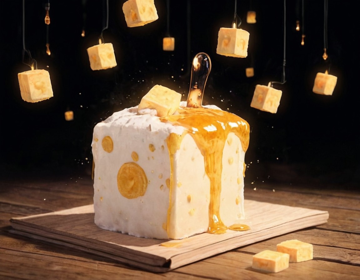 cheese, cube, honey, seaart, ai_art