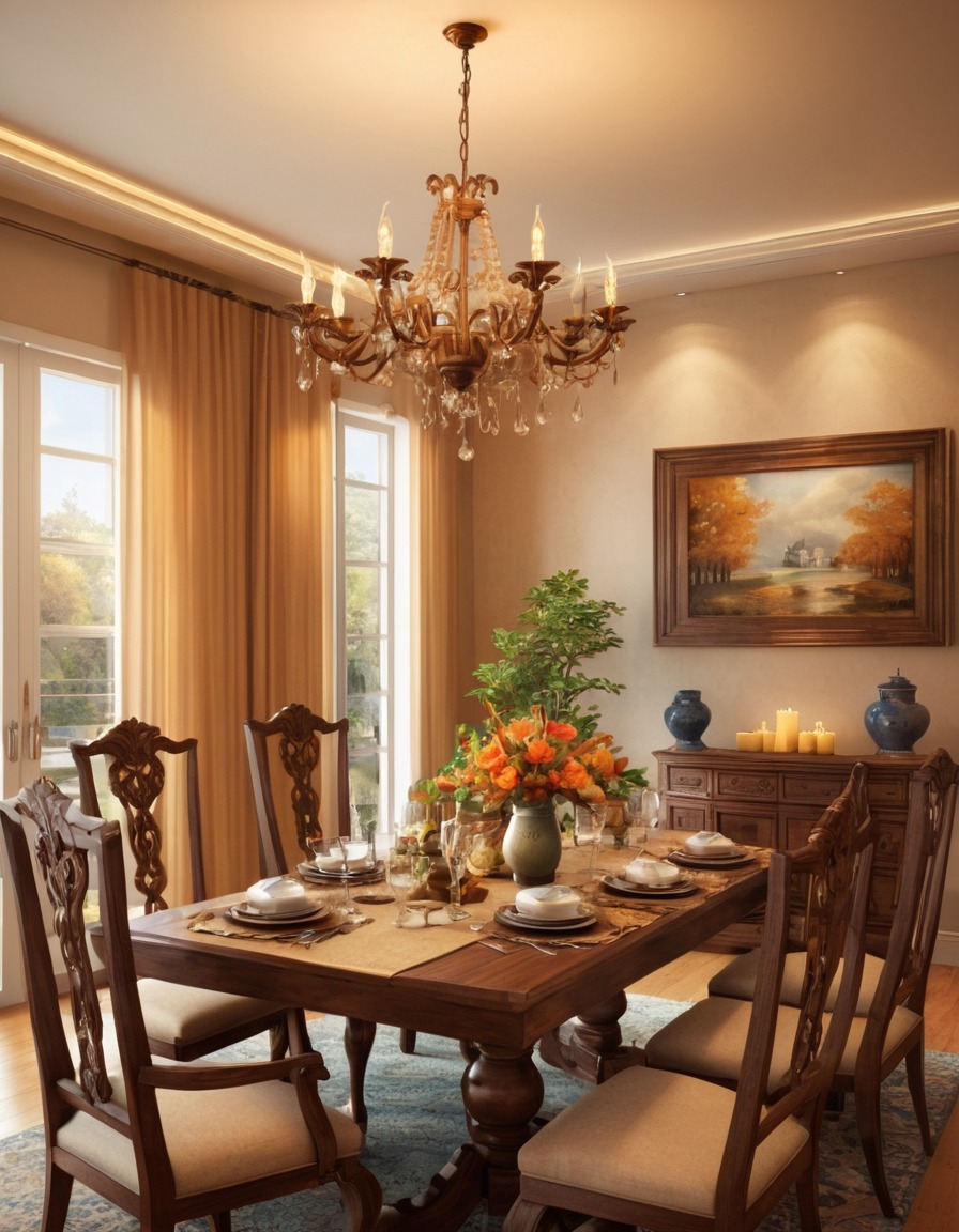 dining room, family dinner, cozy, homey, warm lighting, home, interior