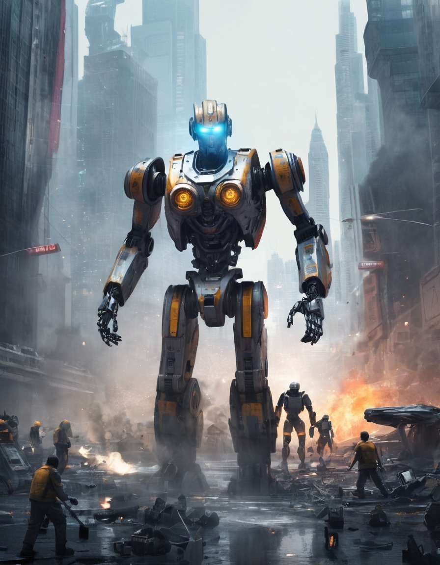 futuristic, robot uprising, technology, cityscape, danger, future