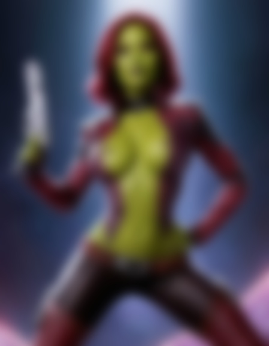 marvel, gamora, guardians of the galaxy, superhero, powerful pose, sexy, painted