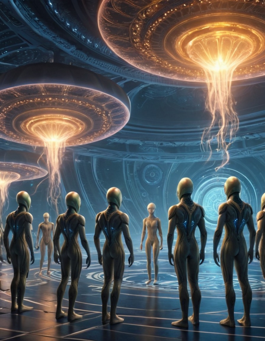 alien beings, communication, light patterns, space, extraterrestrial, intergalactic, intelligent life