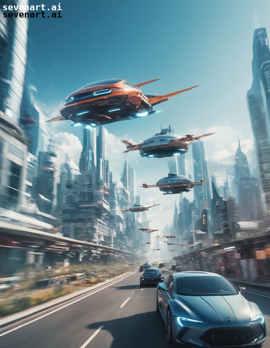 futuristic, cityscape, flying cars, technology, transportation, modern city, city