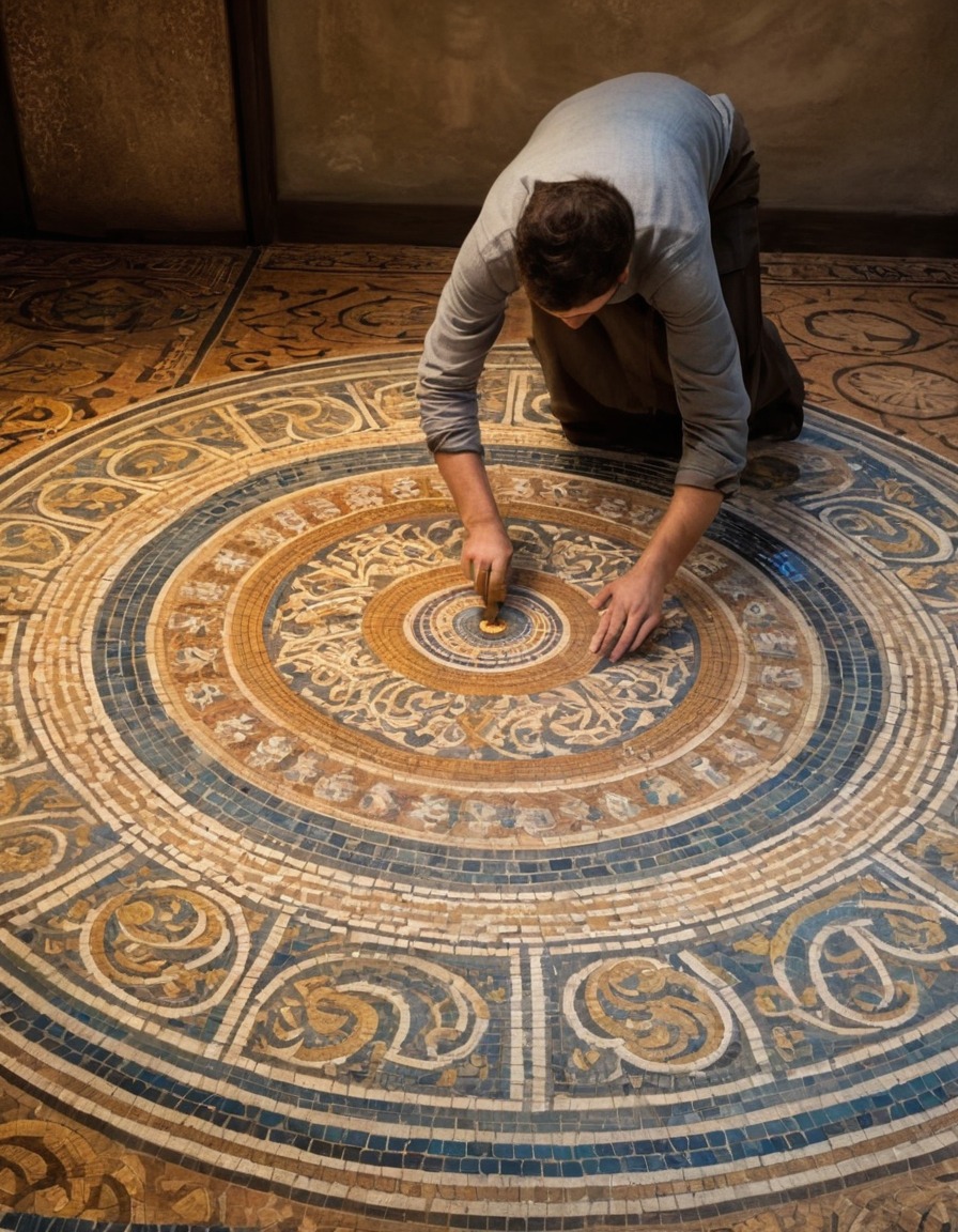 ancient art, mosaic art, byzantine empire, byzantium, 500 ad, floor decoration, intricate designs