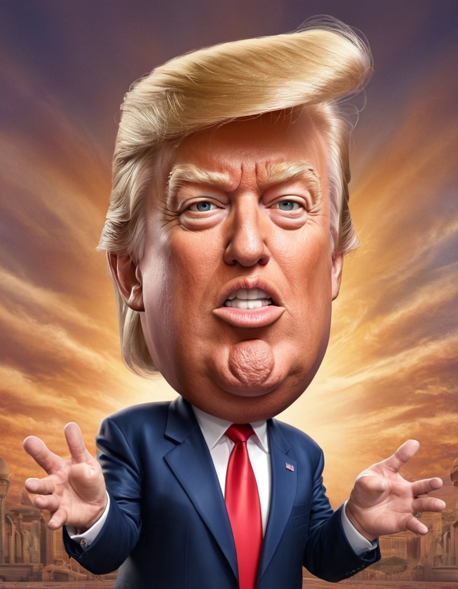 donald trump, caricature, political satire, humor