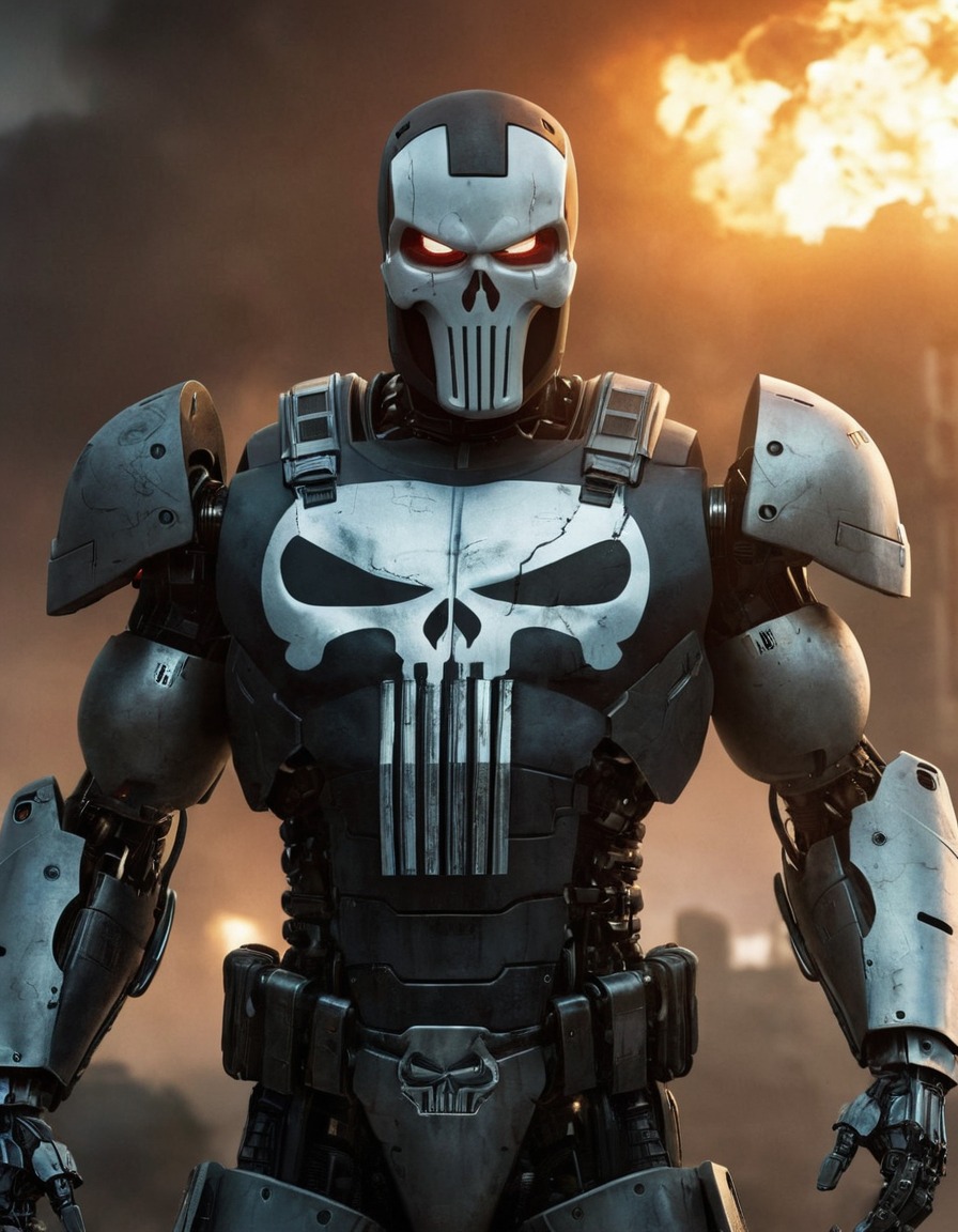 the punisher, robot, fictional character, superhero, marvel comics