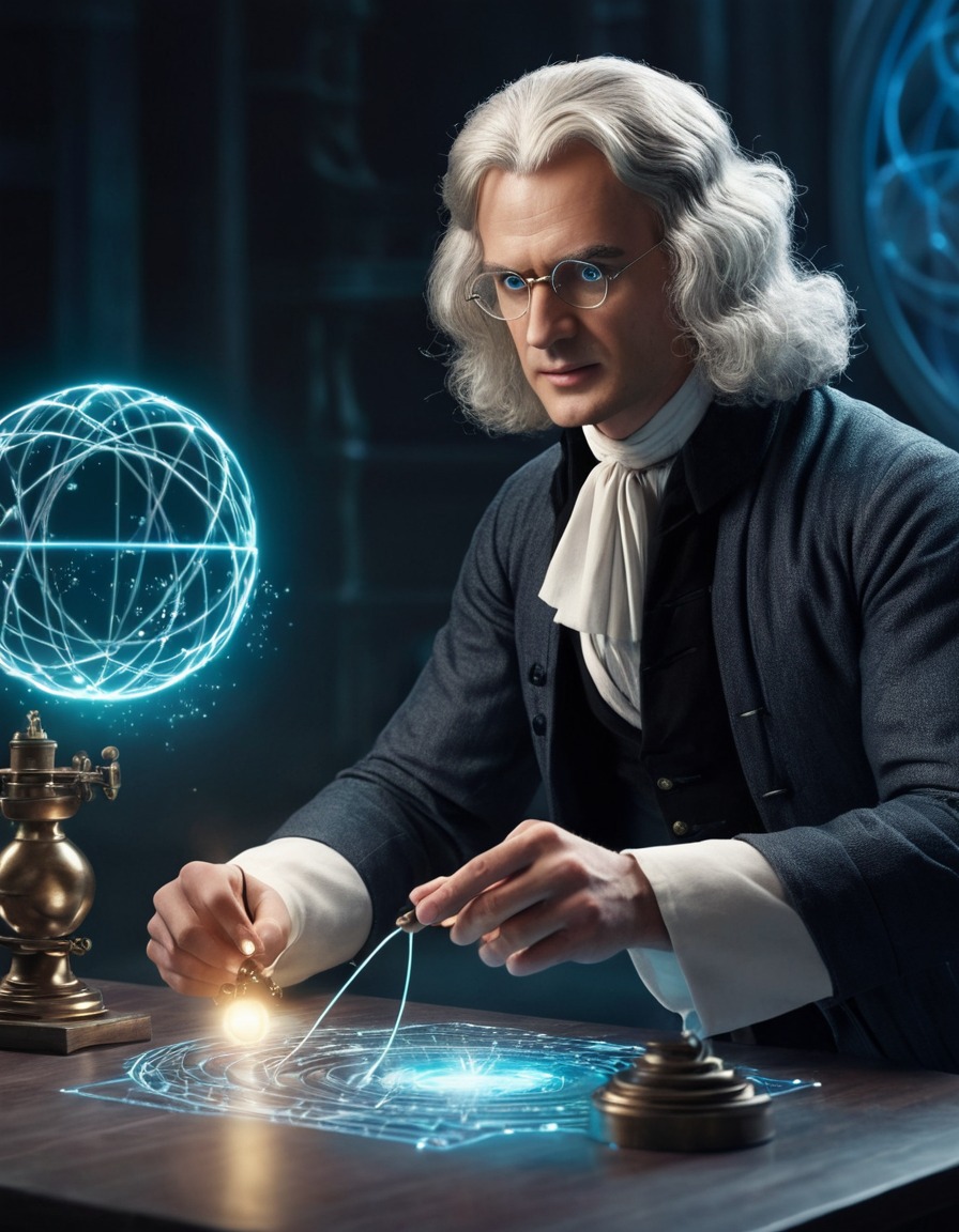 isaac newton, quantum physics, experiment, futuristic technology