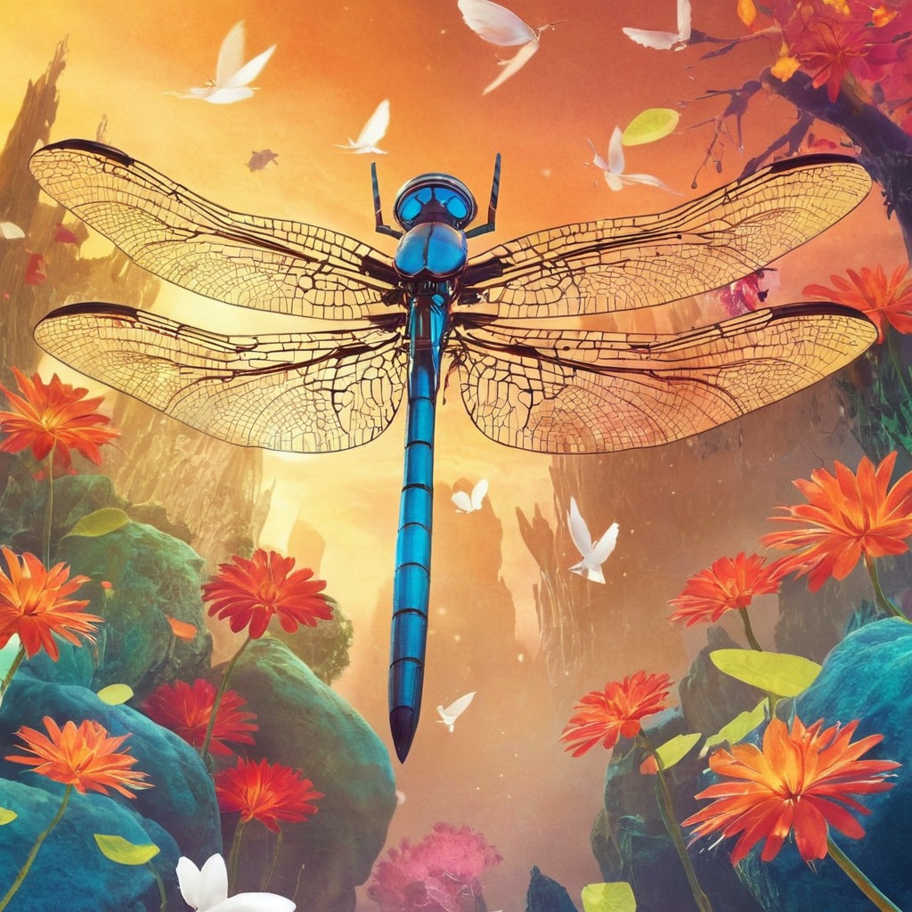 digitalart, insect, dreamup, digitalpainting, floral, dragonfly, ai_art