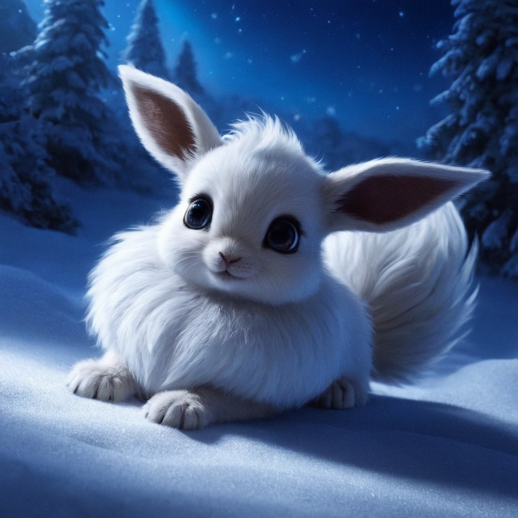 pokemon, fluffy, eevee, cold, cute, snow, myaiart